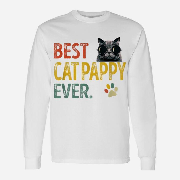 Mens Vintage Best Cat Pappy Ever Retro Cat Daddy Father Gift Unisex Long Sleeve