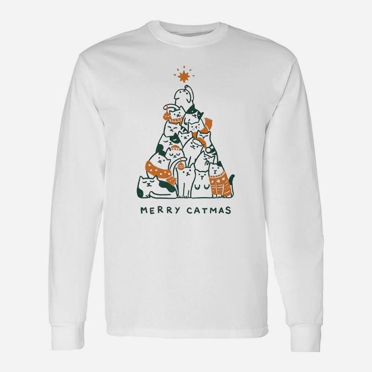 Merry Catmas Funny Cats Christmas Tree Xmas Gift Unisex Long Sleeve