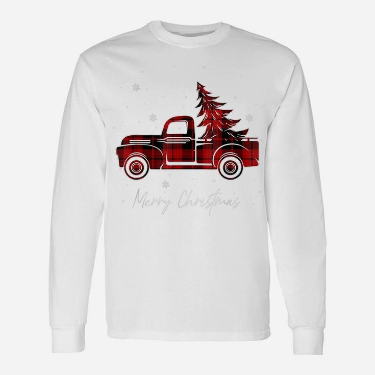 Merry Christmas Buffalo Truck Tree Red Plaid For Men Women Unisex Long Sleeve