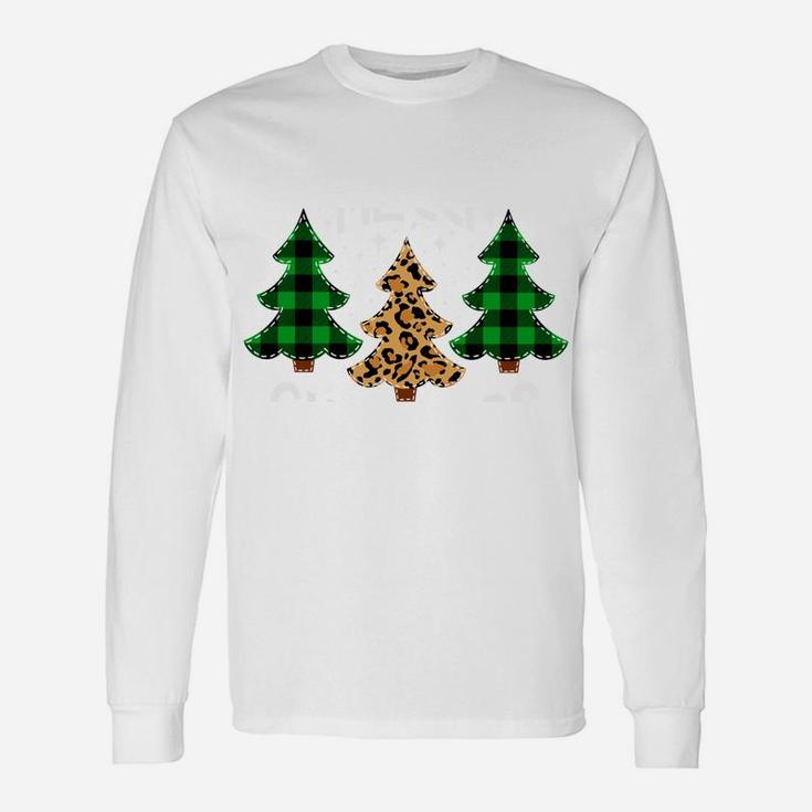 Merry Christmas Tee Leopard & Green Buffalo Plaid Xmas Tree Sweatshirt Unisex Long Sleeve