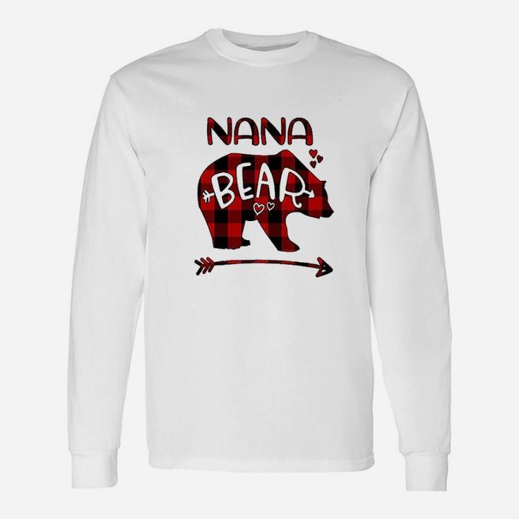 Nana Bear Red N Black Buffalo Plaid Bear Heart Unisex Long Sleeve