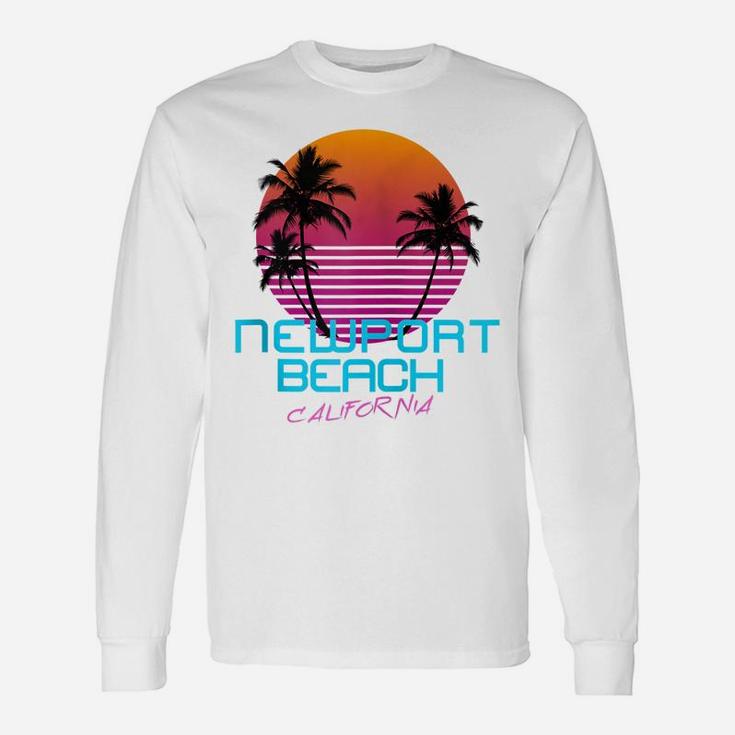 Newport Beach California Retro 80'S Sunset Zip Hoodie Unisex Long Sleeve