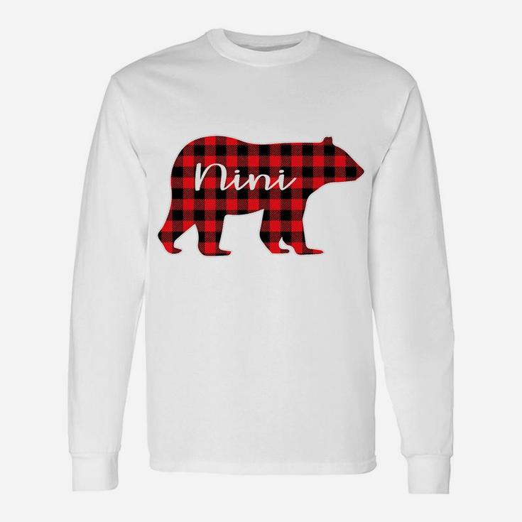 Nini Bear Red Plaid Family Matching Christmas Pajama Gift Unisex Long Sleeve