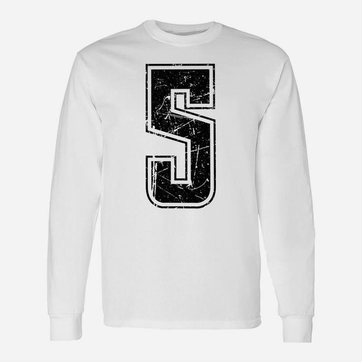 Number 5 Tshirt Distressed Grunge Vintage Back Print Sweatshirt Unisex Long Sleeve