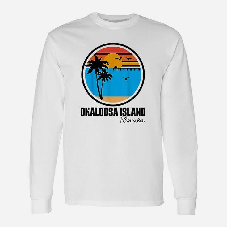 Okaloosa Island Florida Sunset Ocean Palm Tree Fishing Pier Unisex Long Sleeve