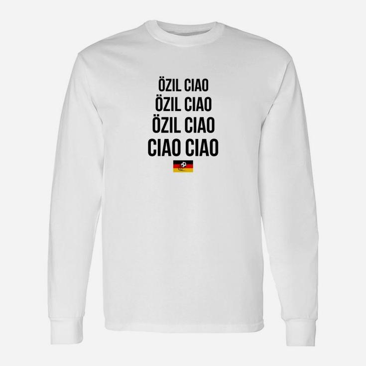 Özil Ciao-Print Fanshirt mit Deutschlandflagge – Weiß Langarmshirts