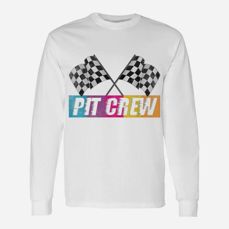 Pit Crew Race Car Party Checkered Flag Car Racing Party Gift Unisex Long Sleeve