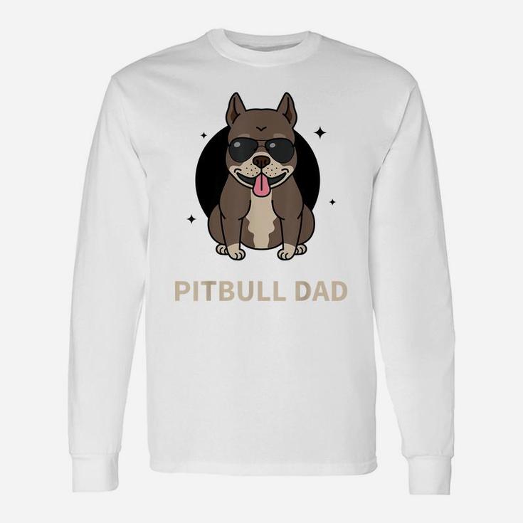 Pitbull Dad Papa Father Daddy Dog Puppy Funny Gift Black Unisex Long Sleeve