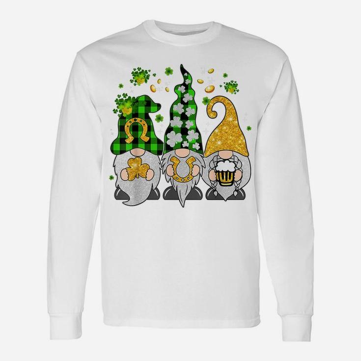 Plaid Gnomes St Patricks Day Shamrock Gnome Irish Gift Unisex Long Sleeve