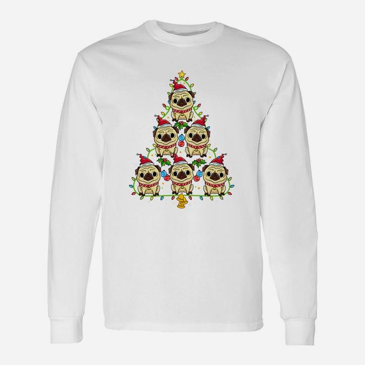 Pug Christmas Tree Sweatshirt Xmas Gift For Pug Lover Unisex Long Sleeve