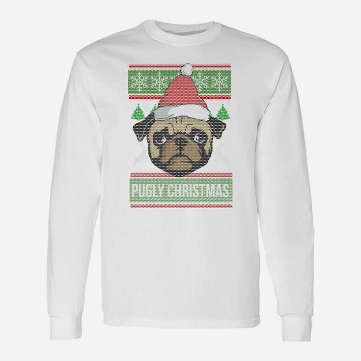 Pugly Christmas Ugly Sweater Sweatshirt Pug Dog Xmas Gift Unisex Long Sleeve