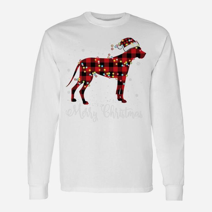 Red Plaid Buffalo Great Dane Merry Christmas Pajamas Unisex Long Sleeve