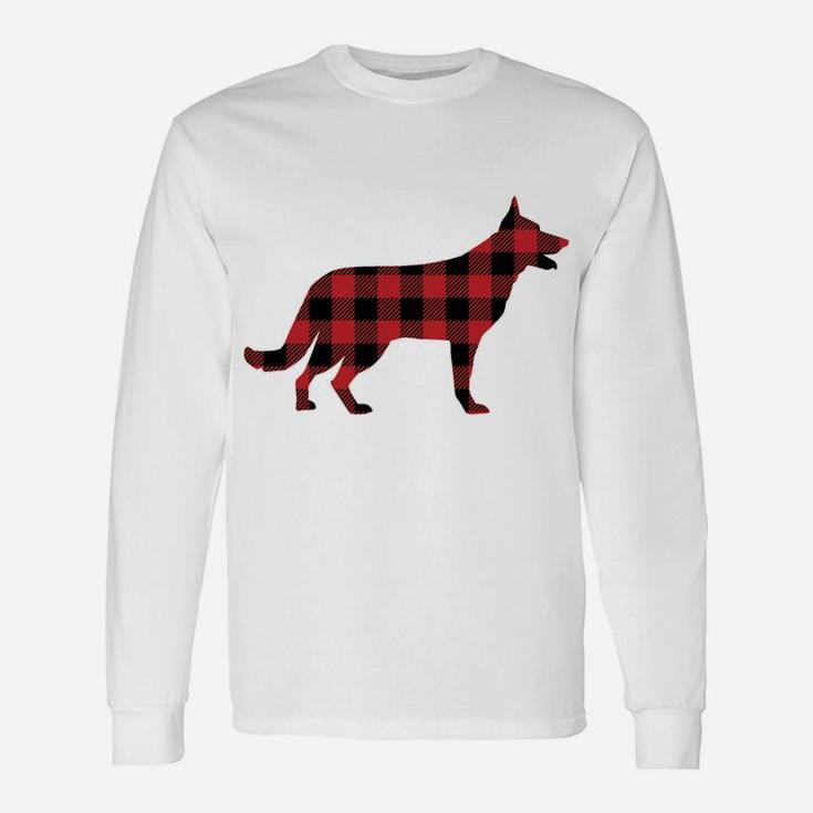 Red Plaid German Shepherd Dog Xmas Matching Family Christmas Sweatshirt Unisex Long Sleeve