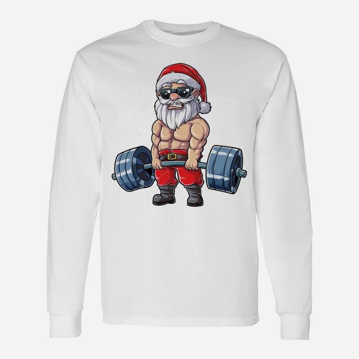 Santa Weightlifting Christmas Fitness Gym Deadlift Xmas Men Sweatshirt Unisex Long Sleeve