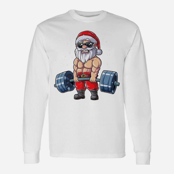 Santa Weightlifting Christmas Fitness Gym Deadlift Xmas Men Unisex Long Sleeve