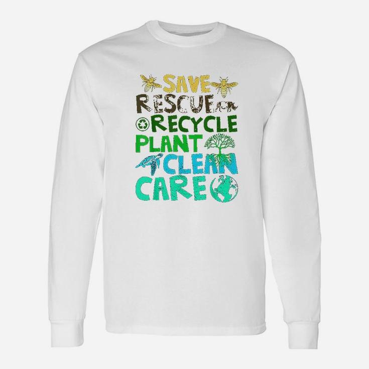 Save Bees Rescue Animals Recycle Plastict Earth Day Gifts Unisex Long Sleeve