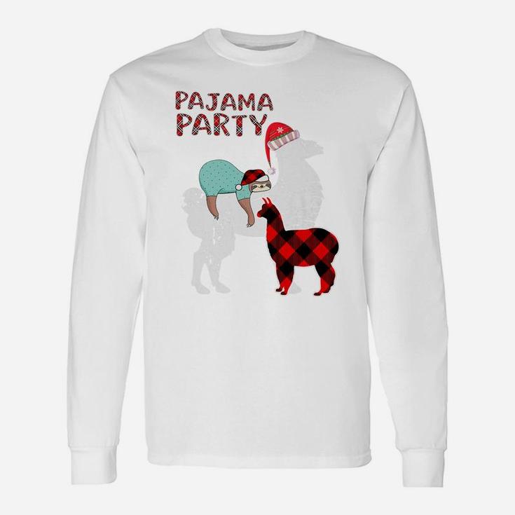 Sleepy Sloth Llama Matching Family Christmas Party Pajama Unisex Long Sleeve