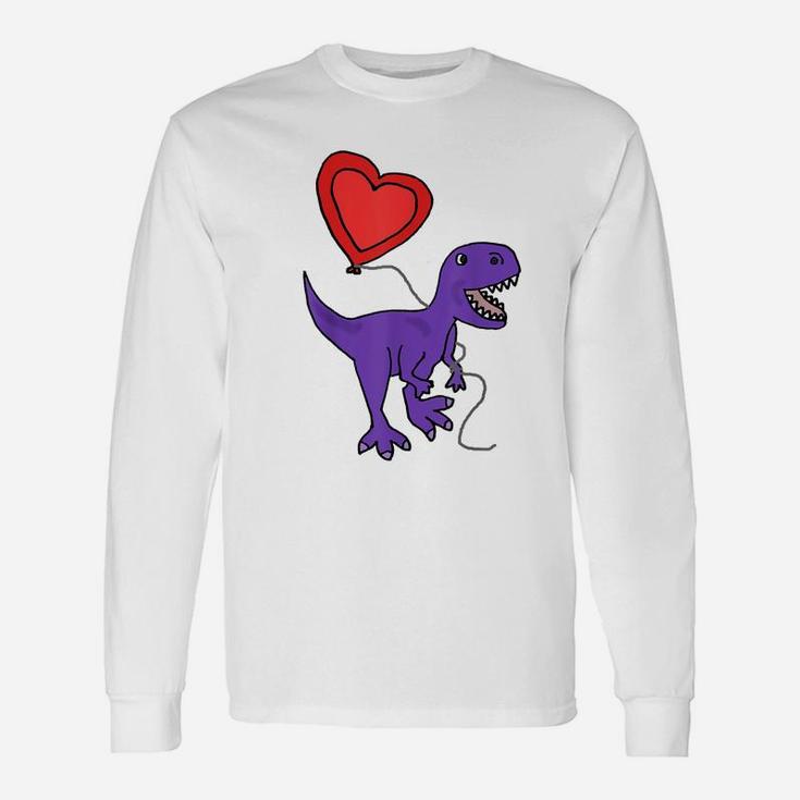Smileteeslove Cute T-Rex Dinosaur With Heart Balloon T-Shirt Unisex Long Sleeve