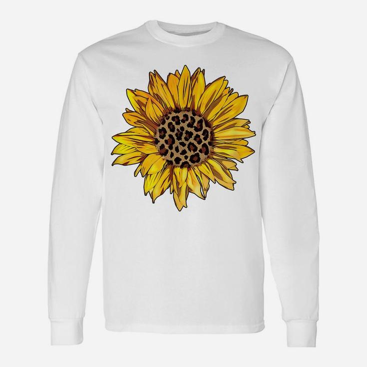 Sunflower Leopard Animal Print Fashion Flower Graphic Unisex Long Sleeve
