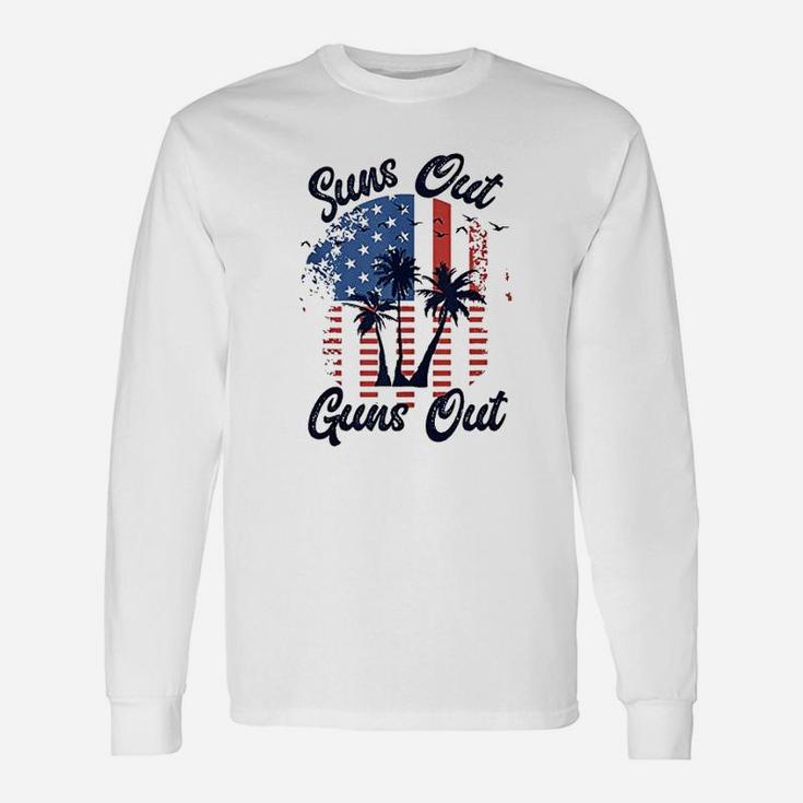 Suns Out Gns Out  Men Women 4Th Of July Usa Flag Unisex Long Sleeve