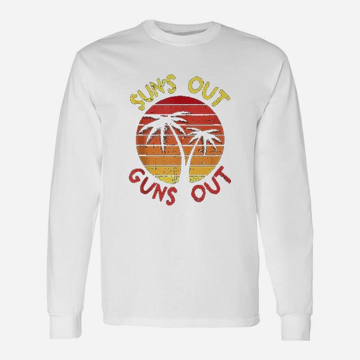 Suns Out Palm Beach Retro 80S Summer Vacation Muscle Unisex Long Sleeve