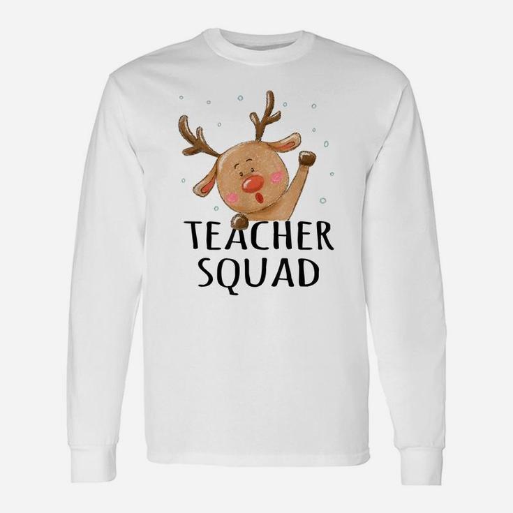 Teacher Squad Reindeer Funny Teacher Christmas Xmas Cute Unisex Long Sleeve