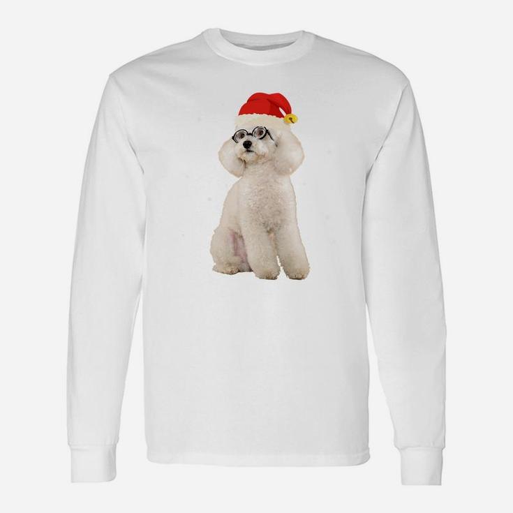 Toy Poodle In Christmas Santa Hat With Snow Falling Sweatshirt Unisex Long Sleeve