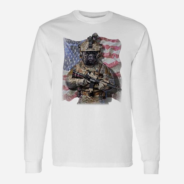 Usa America Patriot French Bull Dog As Army Commando Unisex Long Sleeve