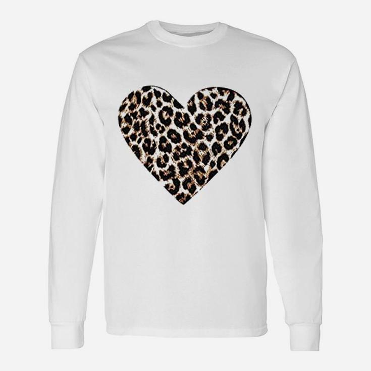 Valentine Day Casual Buffalo Leopard Print Love Heart Unisex Long Sleeve