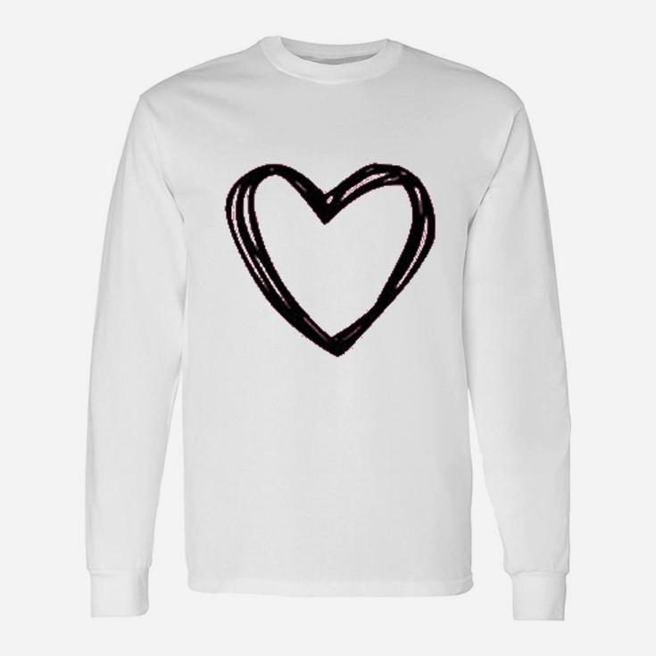 Valentines Day Women Cute Heart Buffalo Plaid Love Graphic Unisex Long Sleeve