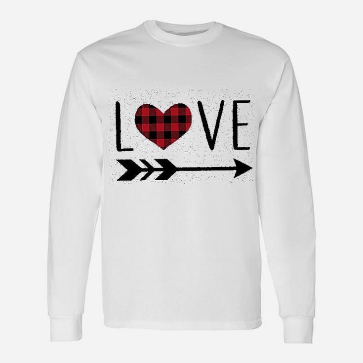 Valentines Day Graphics Cute Buffalo Plaid Long Sleeve T-Shirt