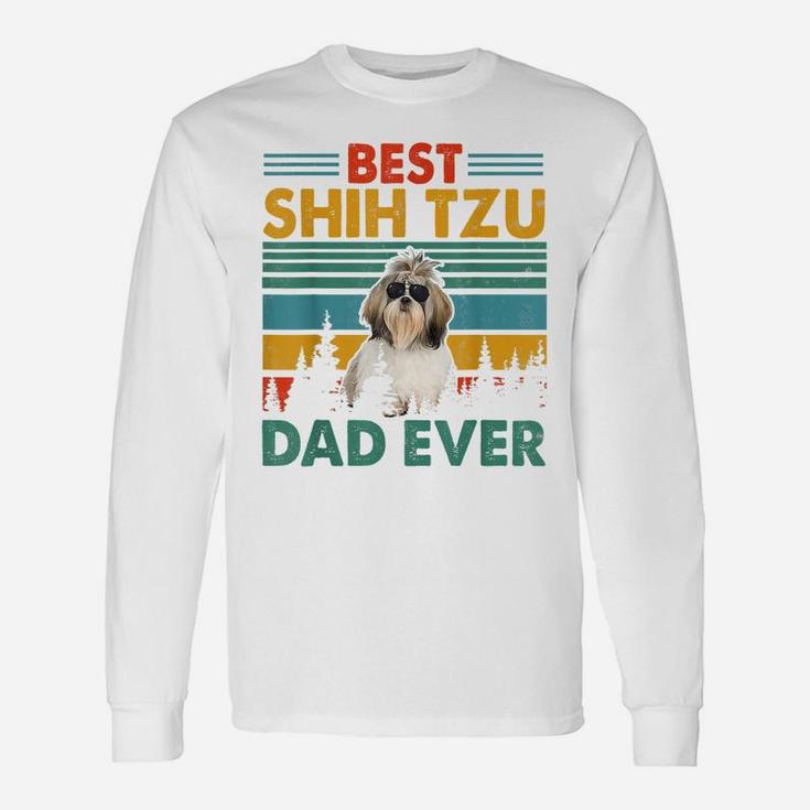 Vintag Retro Best Shih Tzu Dad Happy Father's Day Dog Lover Unisex Long Sleeve