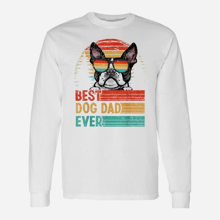 Vintage Best Dog Dad Ever Boston Terrier Dog Lover Unisex Long Sleeve