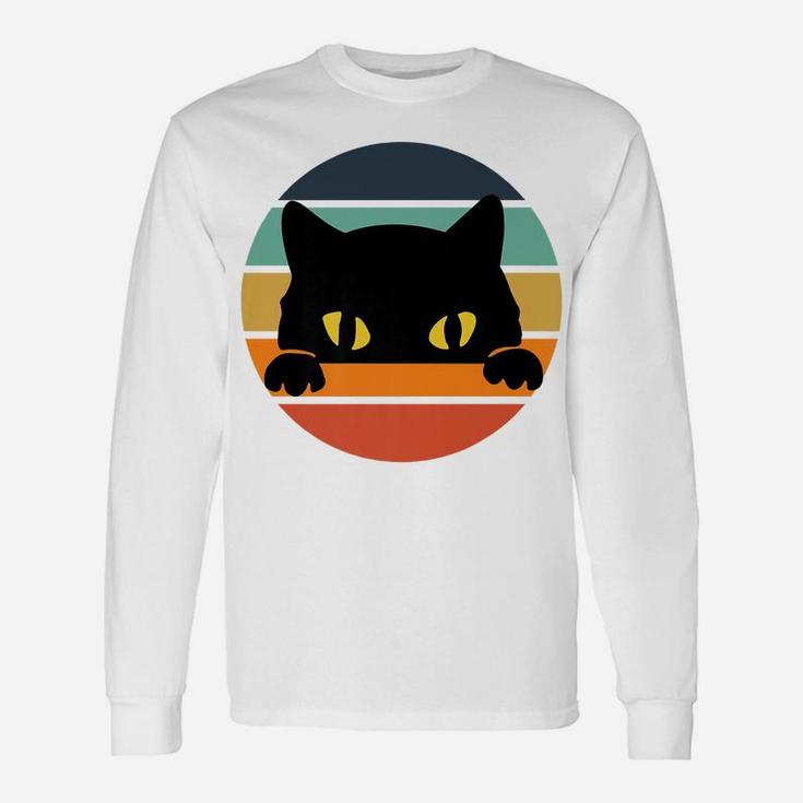 Vintage Black Cats Lover, Retro Style Cats Gift Unisex Long Sleeve