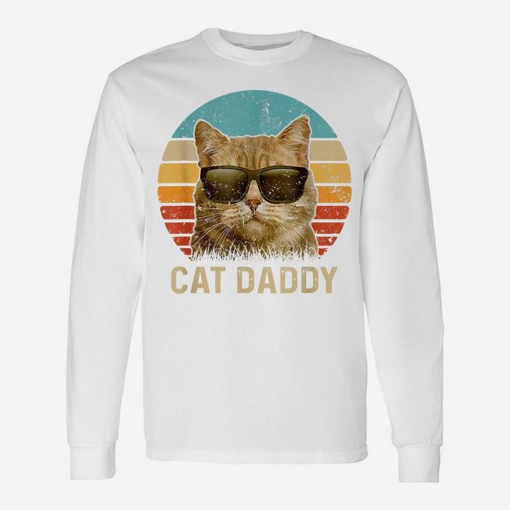 Vintage Cat Daddy Shirt Funny Cat Lover Gift Cat Dad Fathers Unisex Long Sleeve