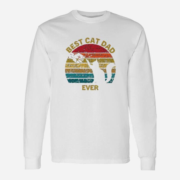 Vintage Retro Gift For Men Casual Best Cat Dad Ever Unisex Long Sleeve