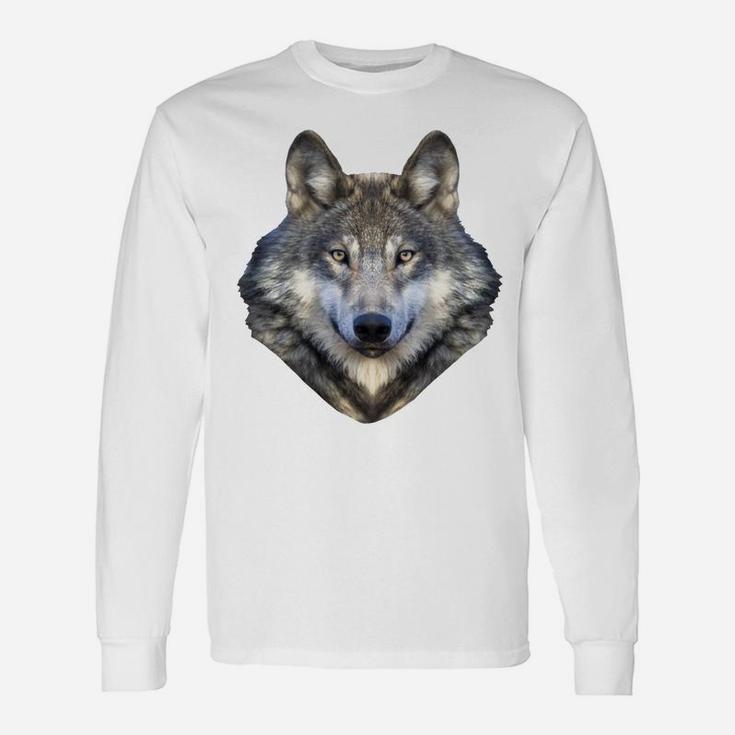 Wolf Shirt Wolf Spirit Animal Lone Wolf Face Cool Wolf Unisex Long Sleeve