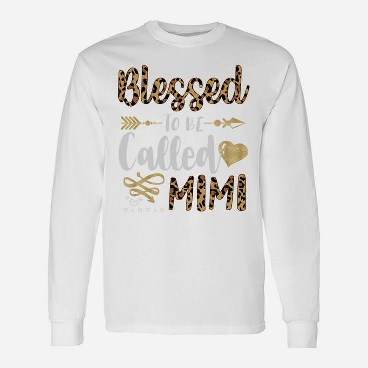 Womens Blessed To Be Called Mimi Cute Leopard Hearts Gifts Unisex Long Sleeve