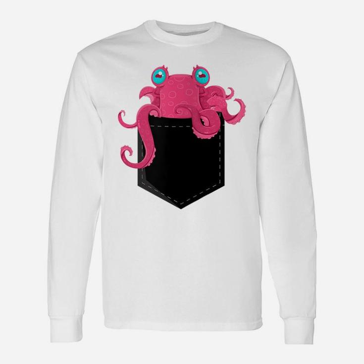 Womens Little Cthulhu Kraken Octopus In A Pocket Unisex Long Sleeve