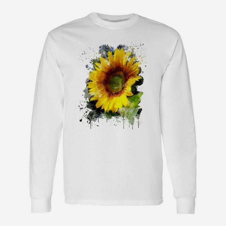 Yellow Watercolor Sunflower Summer Flower Unisex Long Sleeve