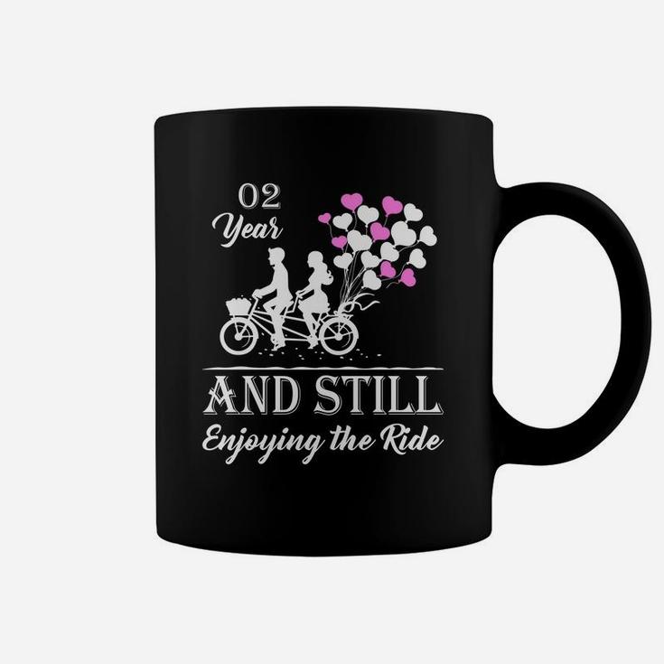 02 Years And Still Enjoying The Ride Wedding Anniversary Husband And Wife Coffee Mug