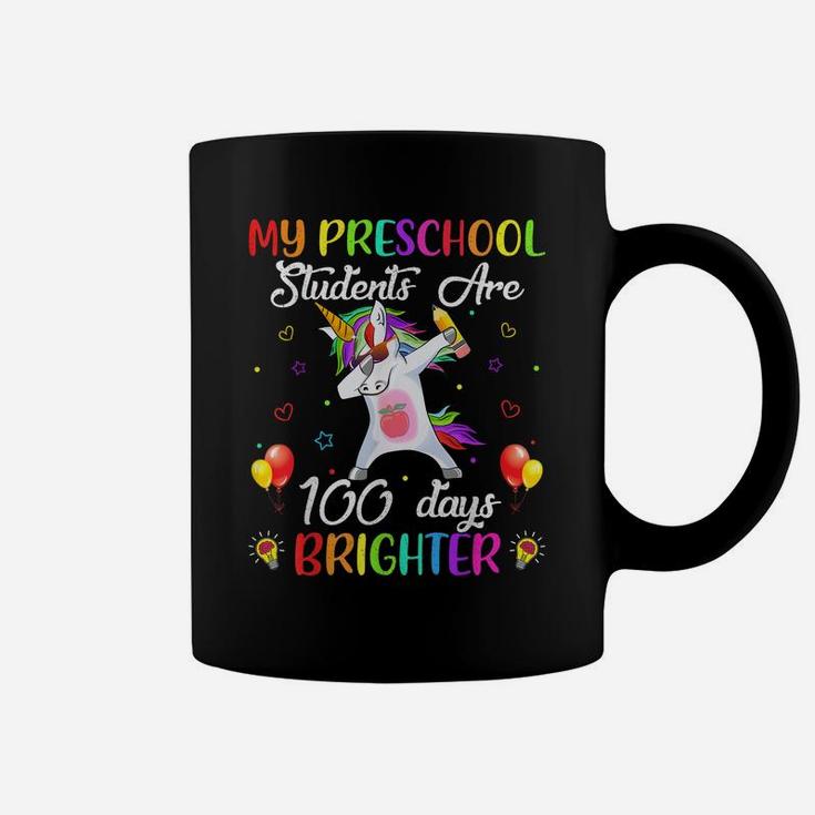 100 Days Brighter Unicorn 100Th Day Of Preschool Teacher Coffee Mug