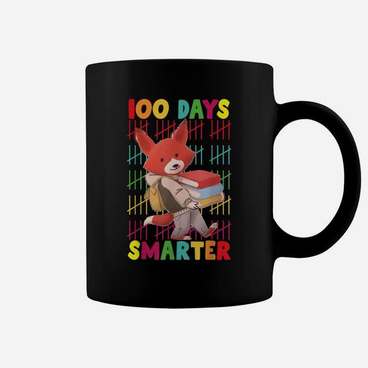100 Days Of School Tee 100 Days Smarter, Fox Girls Boys Gift Coffee Mug