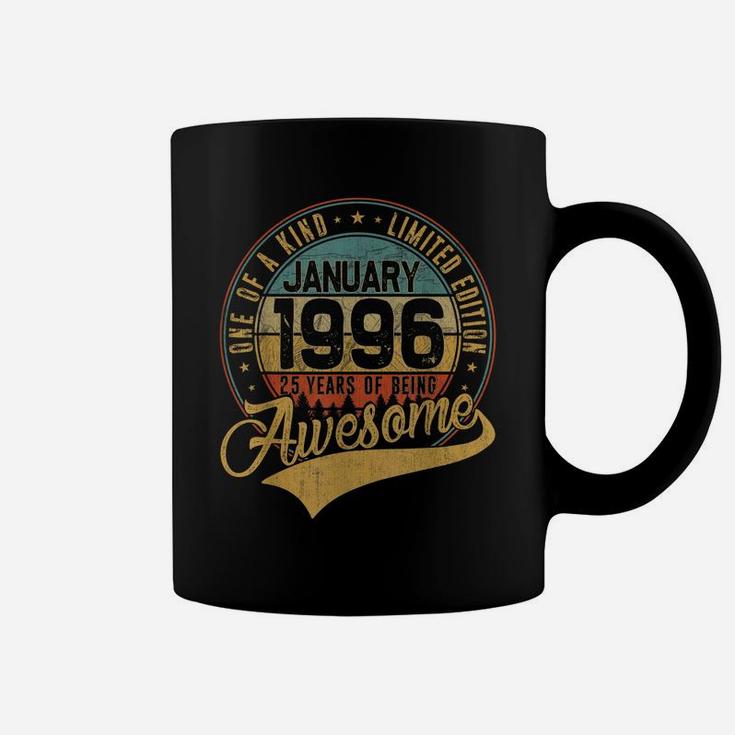 25Th Birthday Gift Retro January 1996 25 Yrs Old 25Th Bday Coffee Mug