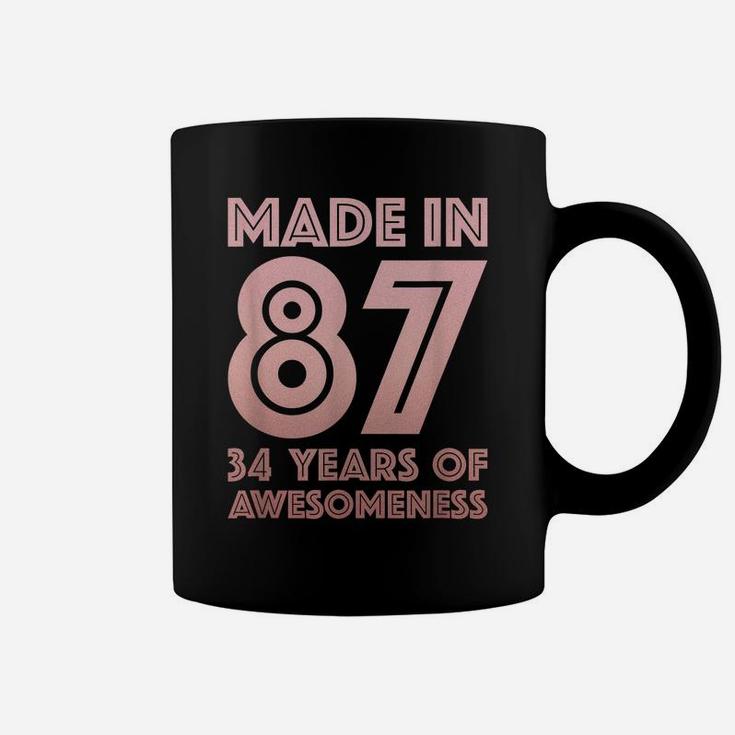 34Th Birthday Gifts Man Woman 34 Year Old Son Daughter 1987 Coffee Mug