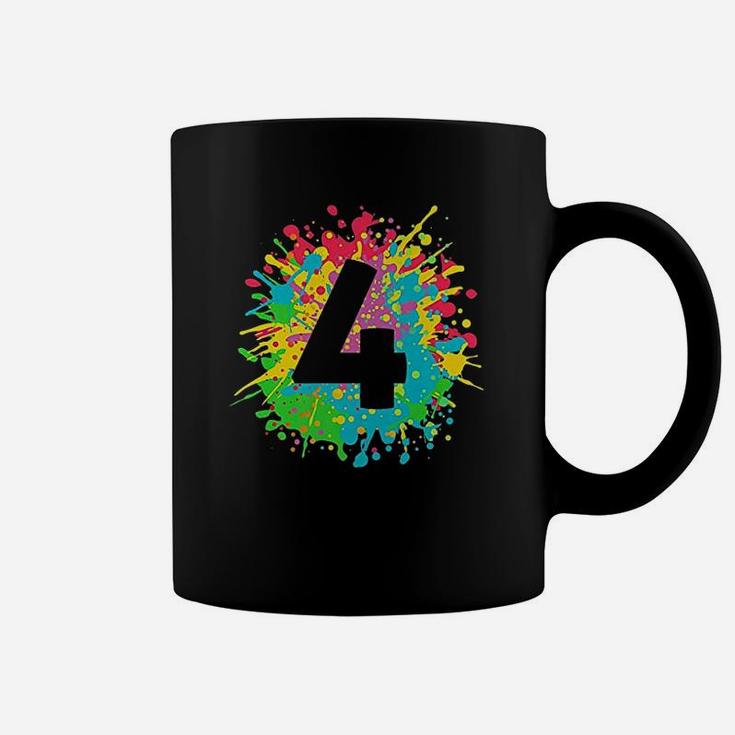 4Th Birthday For Kids Number 4 In Paint Splashes Coffee Mug