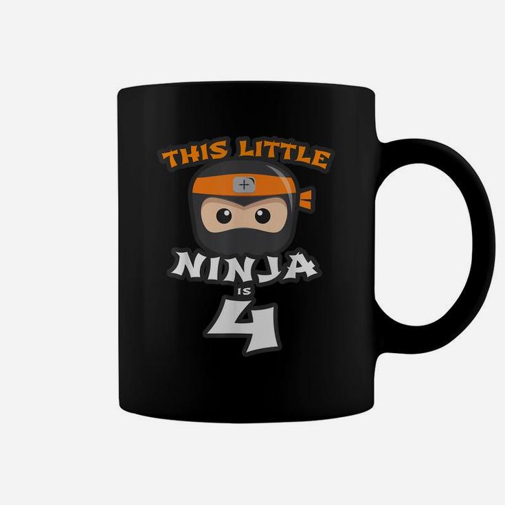 4Th Birthday This Little Ninja Is 4 Years Old Boy Girl Funny Coffee Mug