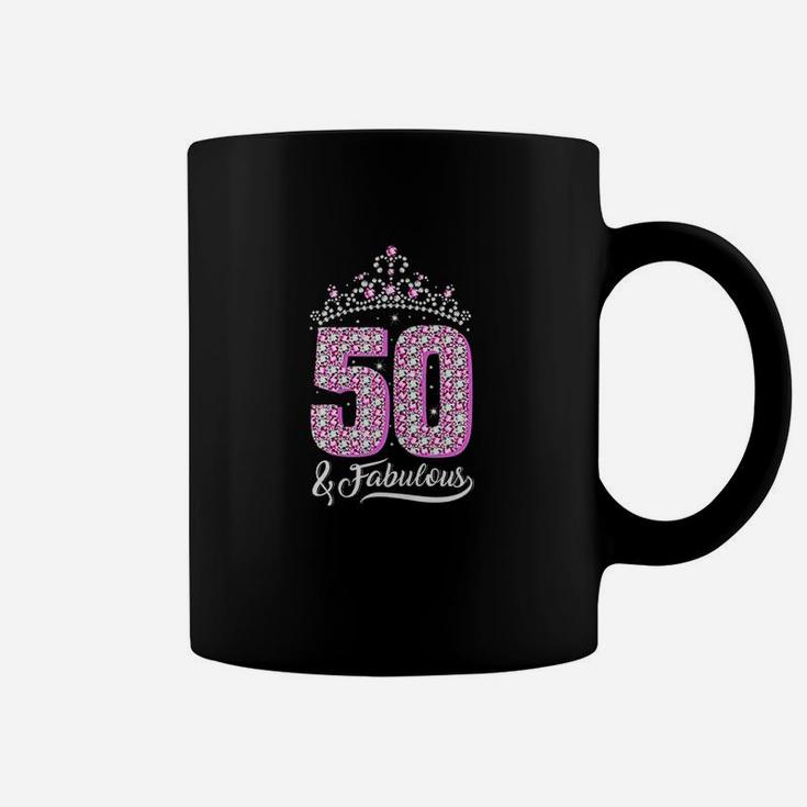 50 And Fabulous 50Th Birthday 50 Yrs Crown Pink Funny Gift Coffee Mug