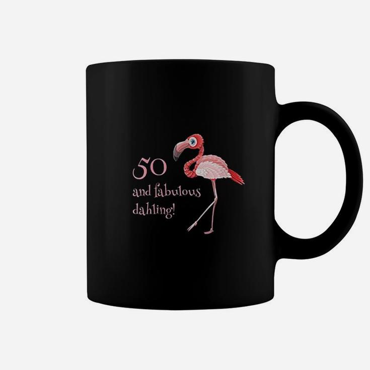50 And Fabulous Dahling Funny 50Th Birthday Flamingo Slogan Coffee Mug