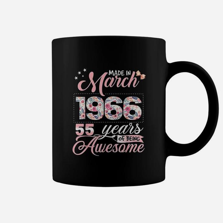 55Th Birthday Floral Gift Born In March 1966 Coffee Mug